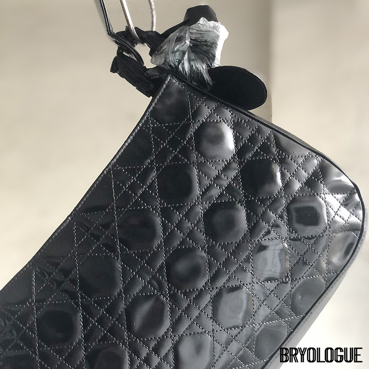 After the first spray of the TRG Super Color Spray - Vintage Christian Dior Patent Cannage Lady Dior Shoulder Bag