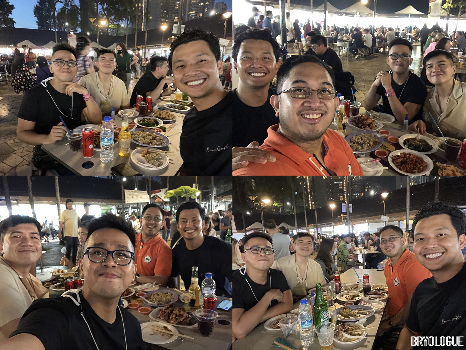 A flood of photos with my college friends and teammates at Newton Food Centre, Singapore --- famous for a Crazy Rich Asians scene